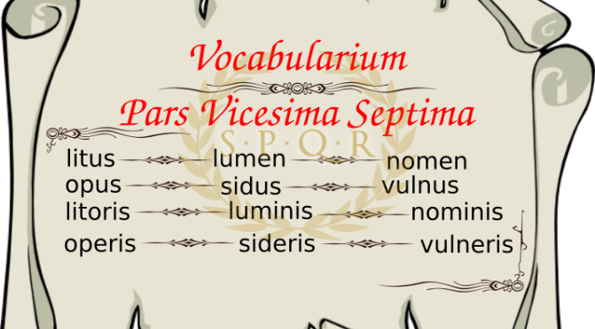 Vocabularium Pars Vicesima Septima